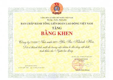 Bằng khen của BCH LĐ lao động Việt Nam 2023